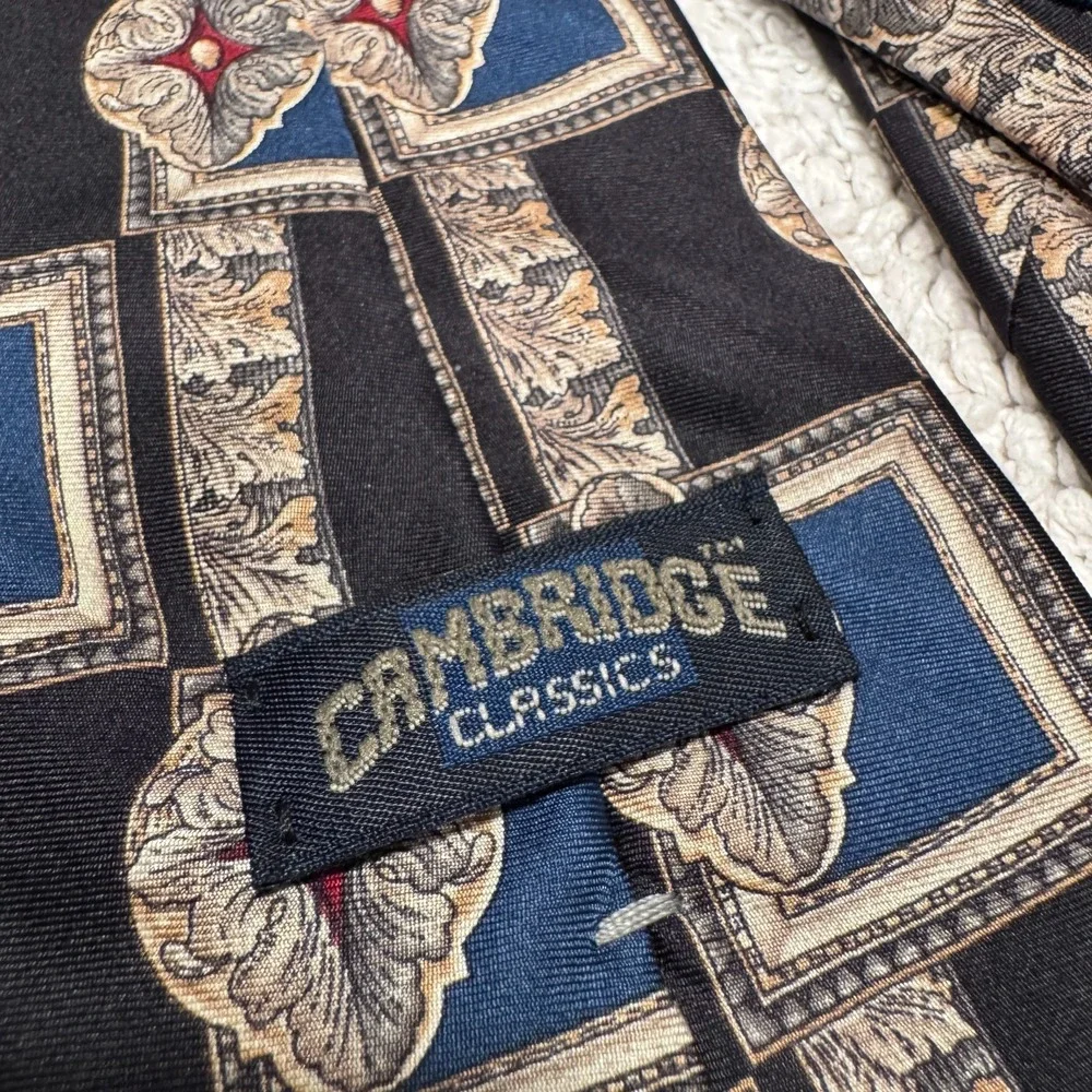Cambridge Classics Tie Mens OS Multicolor Silk Art‎ Deco Geometric Rockabilly